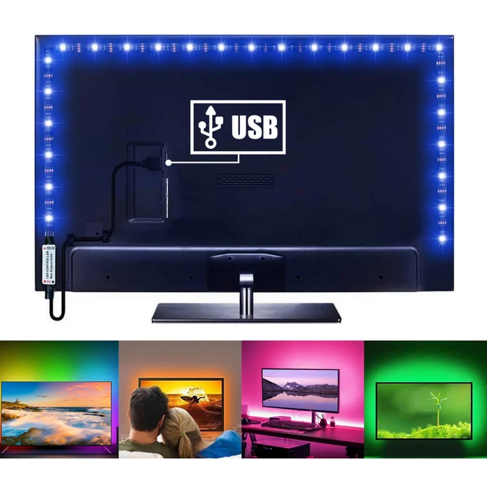 Elmark Wi-Fi LED 3 m szalag szett RGB TV mögé rakható RGB led szalag szett 99LED986S