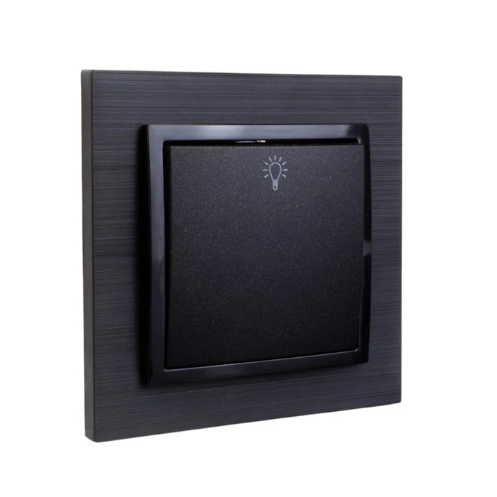 Olbia Electric TITAN egypólusú nyomó lámpajellel kerettel fekete BS-TN.1R