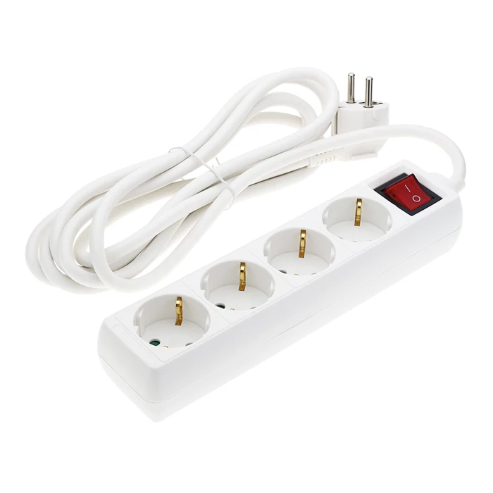 Optonica 4-es elosztó kapcsolóval 3m hosszabbító kábel 16A fehér 7610