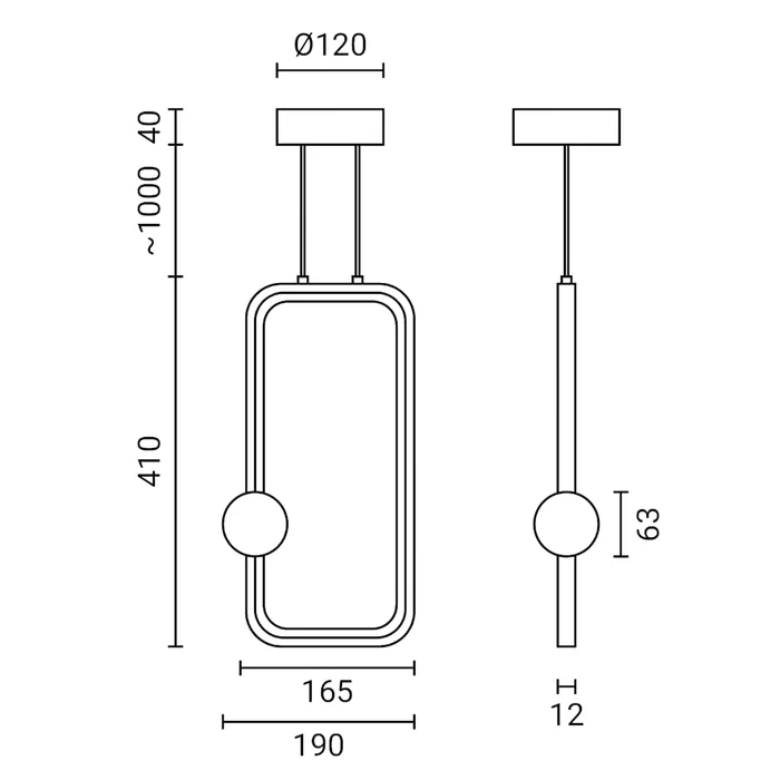 Optonica LED függeszték 15W 1200lm 3000K fekete IP20 19048
