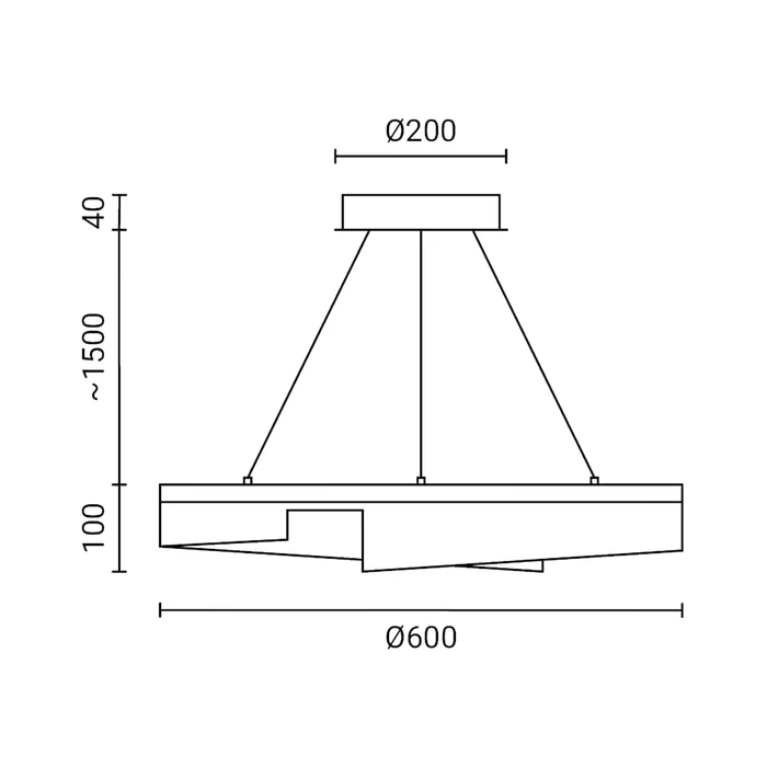 Optonica LED függeszték 23W 1840lm 3000K fekete IP20 19051