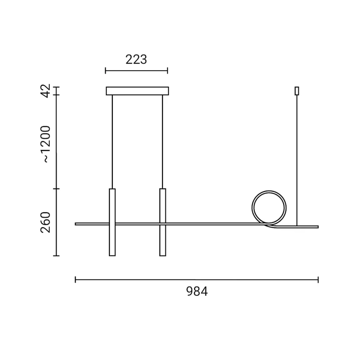 Optonica LED függeszték 24W 1920lm 3000K fekete IP20 19064