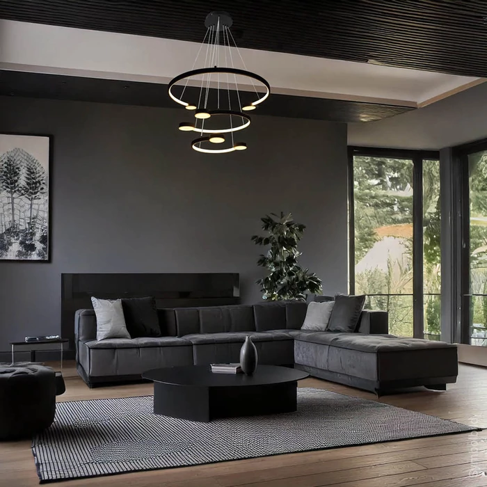 Optonica LED függeszték 40W 3200lm 3000K fekete IP20 19065