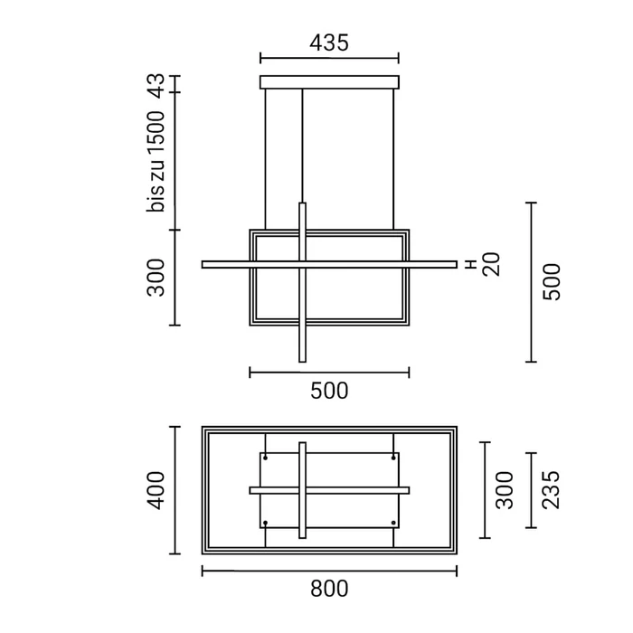 Optonica LED függeszték 67W 5360lm 3000K fekete IP20 19039