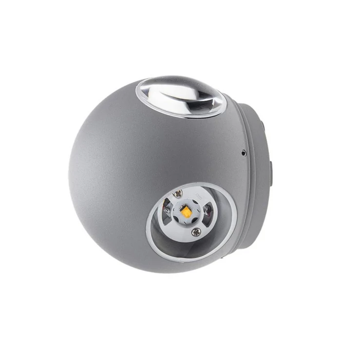 Optonica LED kültéri fali lámpa 4W 440lm 3000K szürke kerek 4LED IP54 7489