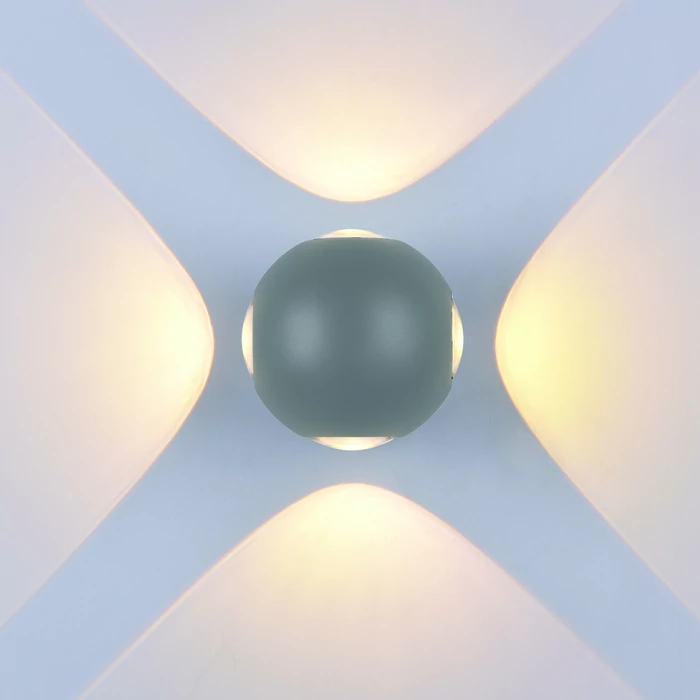 Optonica LED kültéri fali lámpa 4W 440lm 3000K szürke kerek 4LED IP54 7489