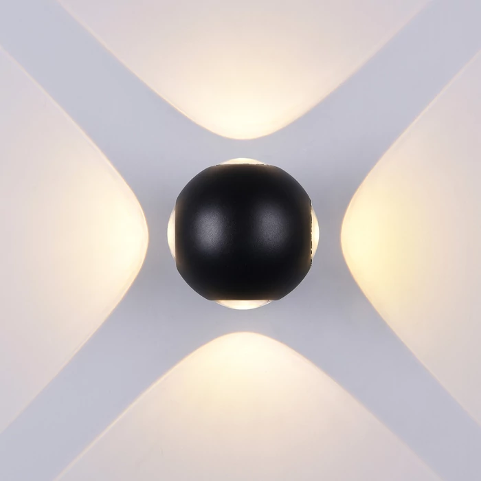 Optonica LED kültéri fali lámpa 4W 440lm 4000K fekete kerek 4LED IP54 7491