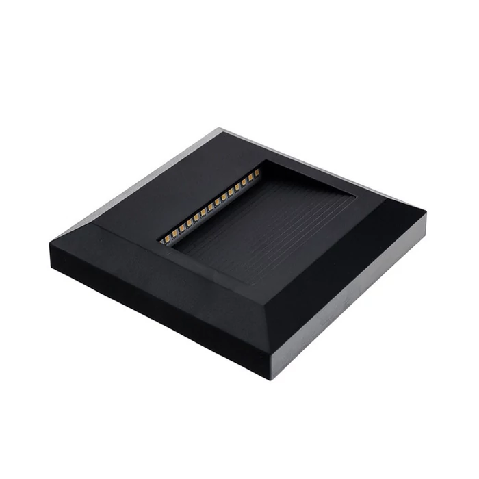 Optonica LED lépcsővilágító lámpa fekete 2W 80lm 3000K négyzet IP65 7509