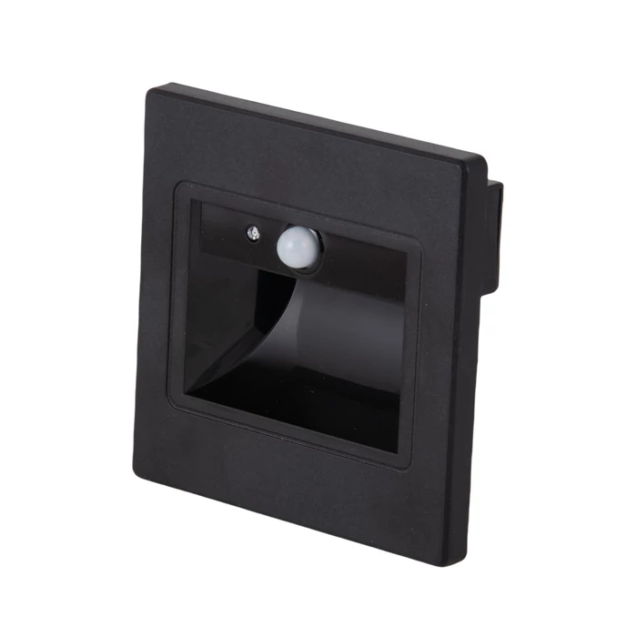 Optonica LED lépcsővilágító lámpa mozgásérzékelővel fekete 1W 80lm 3000K négyzet IP20 7555