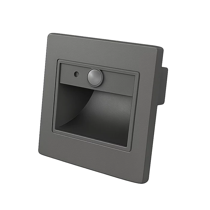 Optonica LED lépcsővilágító lámpa mozgásérzékelővel szürke 1W 80lm 3000K négyzet IP20 7557