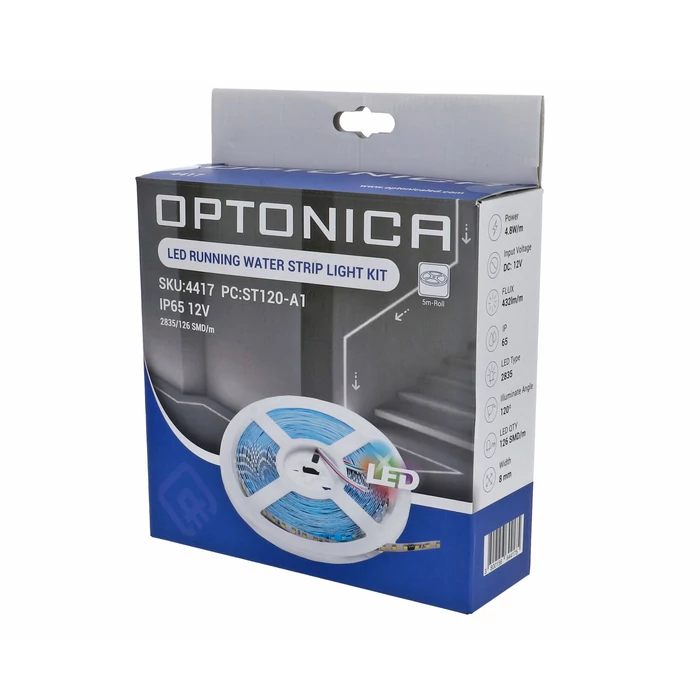 Optonica LED szalag szett futófény effekttel 12V 4,8W 126 LED 4000K IP65 4417