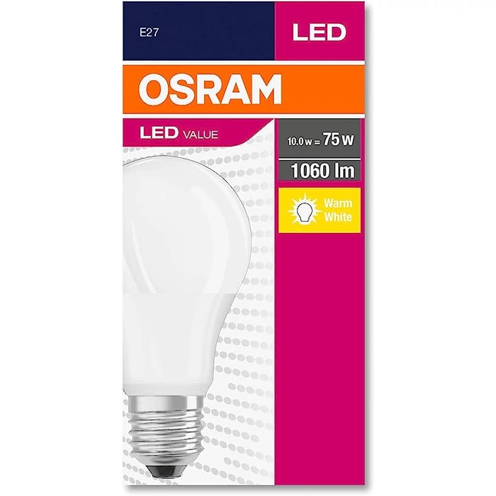 Osram LED izzó E27 10W 2700K meleg fehér 1055 lumen A60