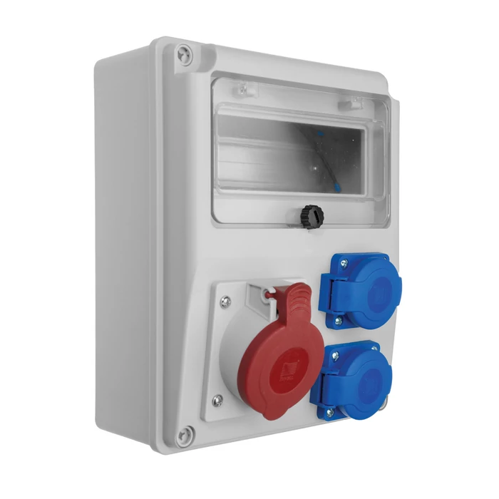 Pawbol szerelt ipari csatlakozó doboz 8 modul 5P 16A + 2x2P+F IP44 R-BOX 240-8 B.1801-S