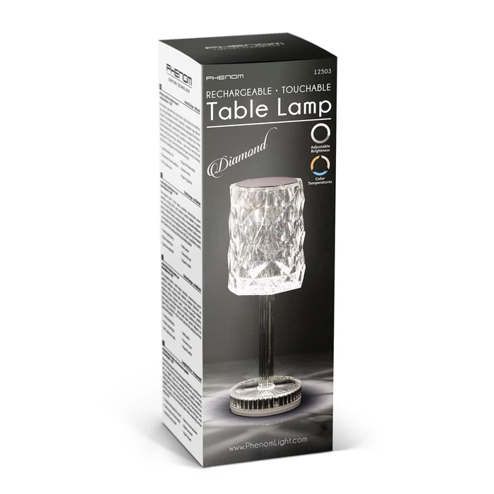 Phenom Diamond LED asztali lámpa átlátszó akkumulátoros USB-C 12503