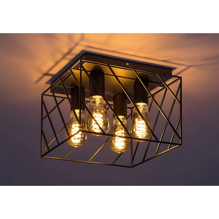 Rábalux Boroo indusztriális stílusú négyes mennyezeti lámpa E27 4x25W 71027