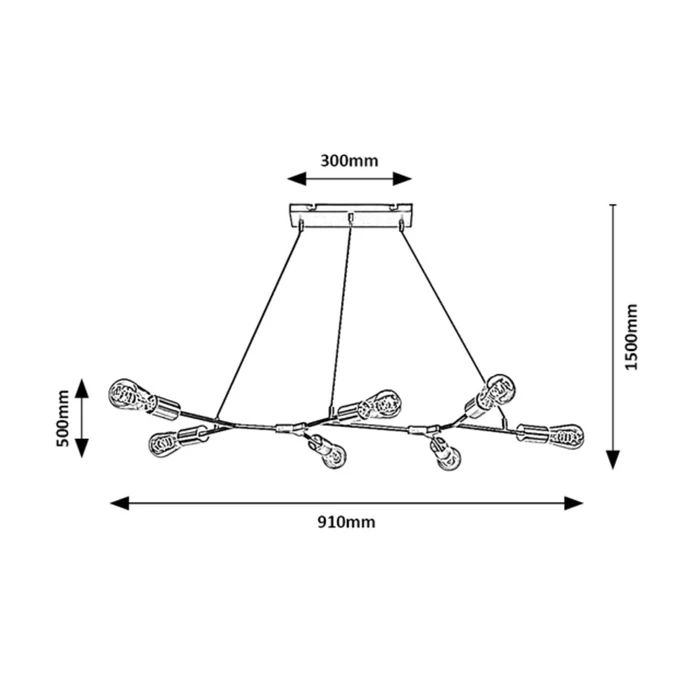 Rábalux Branwen indusztriális stílusú hetes függeszték E27 7x25W 72027