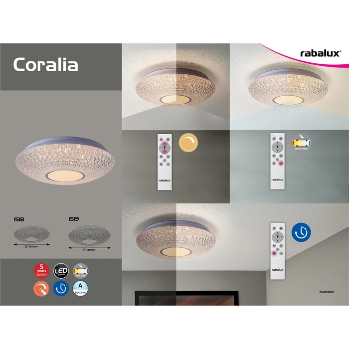 Rábalux Coralia mennyezeti lámpa LED 72W 5728lm 3000-6500K 1519