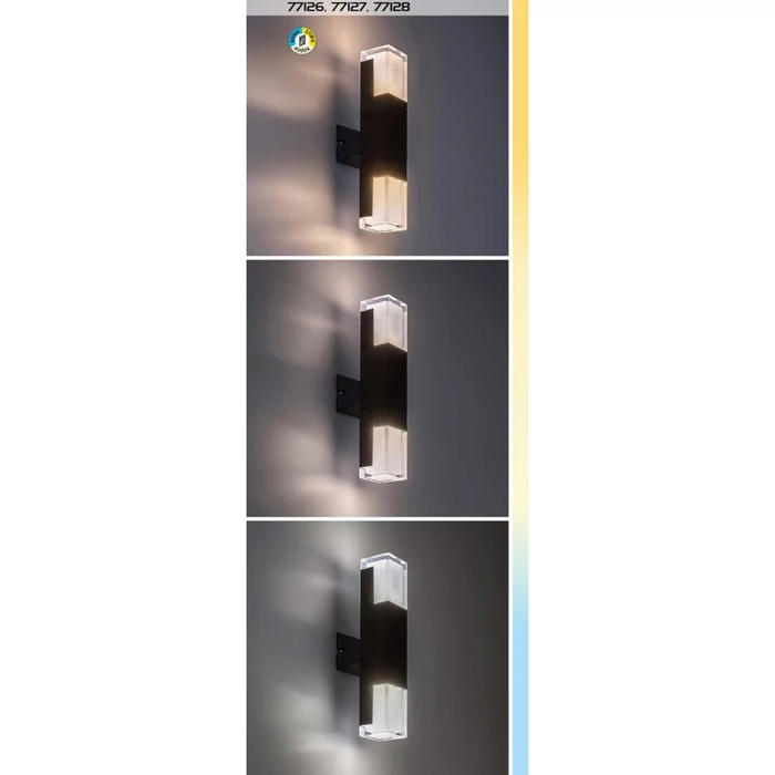 Rábalux Darvas kültéri LED fali lámpa 12W CCT fekete H35cm IP54 77127