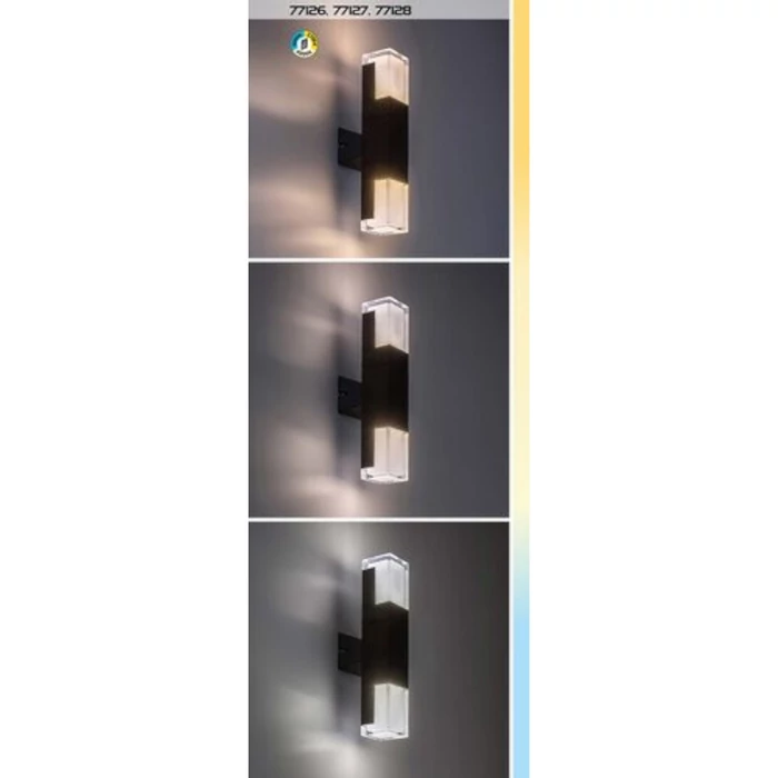 Rábalux Darvas kültéri LED fali lámpa 7W CCT fekete H28cm IP54 77126