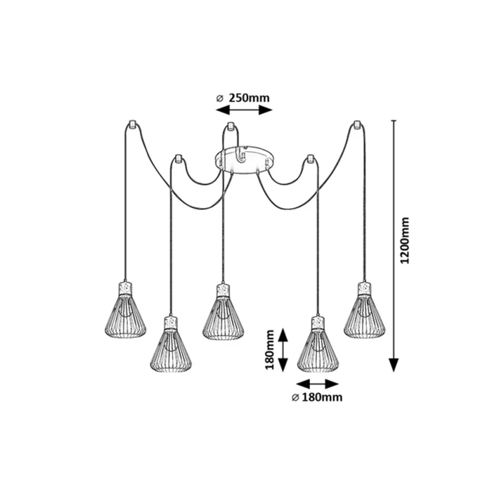 Rábalux Farfalle indusztriális stílusú ötös függeszték E27 5x40W 3150