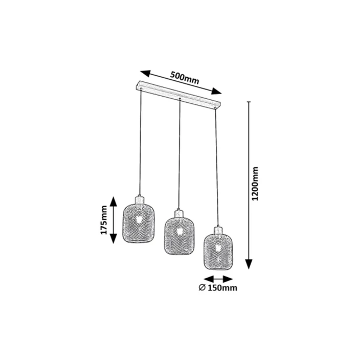 Rábalux Grendel indusztriális stílusú hármas függeszték E27 3x60W 3132