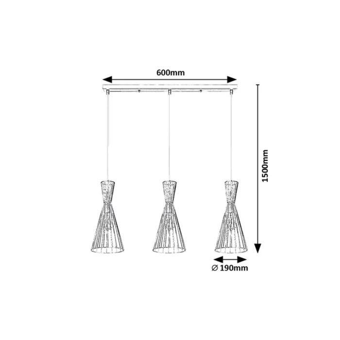 Rábalux Leandros indusztriális stílusú hármas függeszték E27 3x40W 72006