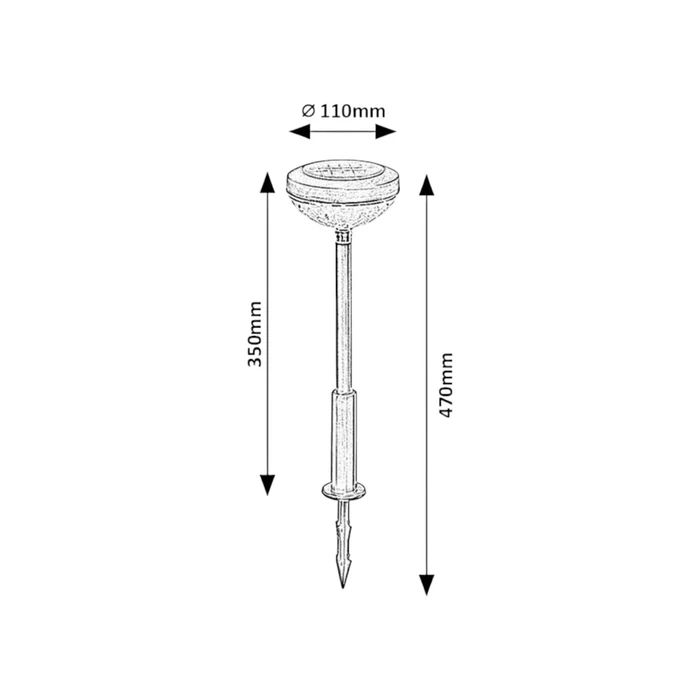 Rábalux Monor kültéri földbe szúrható szolár LED lámpa 0,1W 3000K H35cm IP44 77177