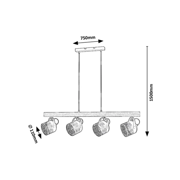 Rábalux Rotem indusztriális stílusú négyes függeszték E14 40W 3300