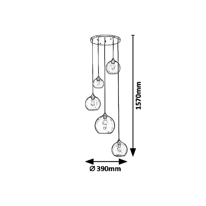 Rábalux Tanesha mennyezeti függeszték 5xE27 fekete/füst 6440
