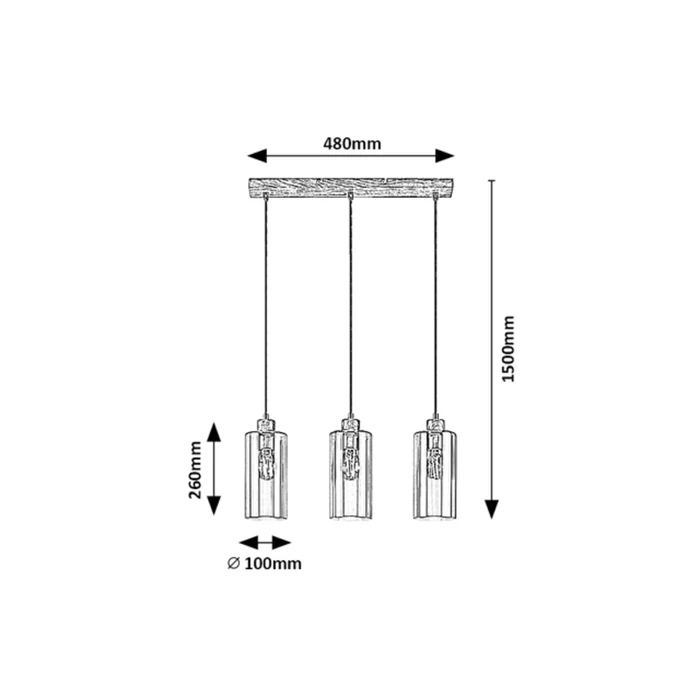Rábalux Tanno modern megjelenésű hármas függeszték E27 3x25W 72123