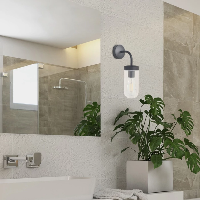 Rábalux Yago modern stílusú matt fekete fürdőszobai fali lámpa E27 60W 3310
