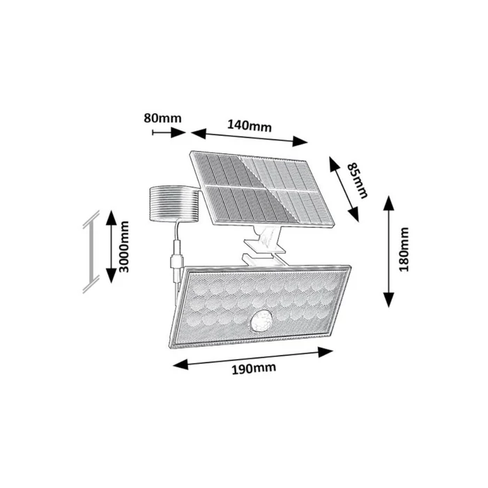 Rábalux Zavod kültéri szolár LED fali lámpa 8W 5000K L19xH18cm IP65 77129