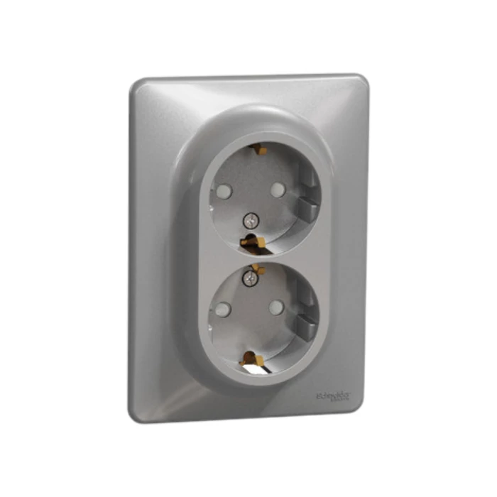 Schneider Sedna Design 2x2P+F dugalj gyermekvédelemmel alumínium SDD313221