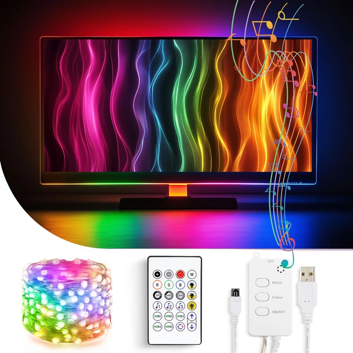 Phenom Smart TV fényfüzér USB 30 RGB LED 3m bluetooth 58387