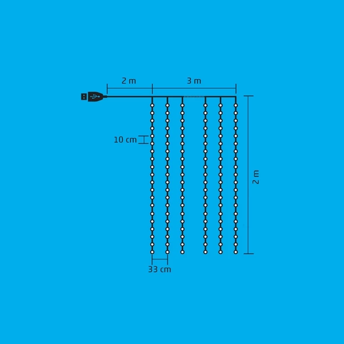 Somogyi karácsonyfa fényfüggöny 200 db MICRO LED hideg fehér MLF 200/WH