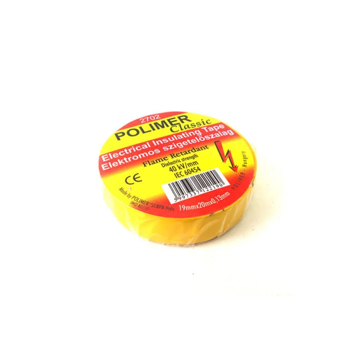 Szigetelö szalag 20x19 sárga Polimer