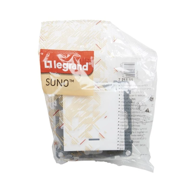 Legrand Suno fehér 101 JF egypólusú kapcsoló jelzőfénnyel keret nélkül 10AX 721111