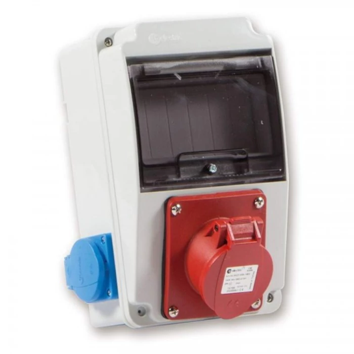 TP Electric ipari csatlakozó doboz szerelt 130x220mm 4P 16A + 2x 2P+F IP44 3318-002-2200 