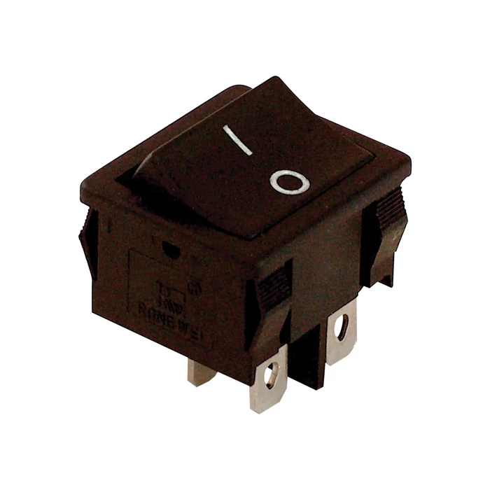 Tracon 2 állású billenő kapcsoló kétpólusú BE-KI fekete 0-I felirat 4 érintkező 16A 250V TES-51