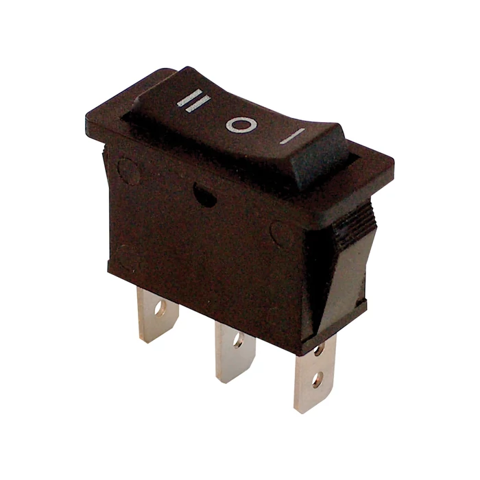 Tracon 3 állású billenő kapcsoló I-0-II felirat fekete 3 érintkező 16 250V TES-12