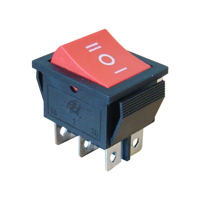 Tracon 3 állású billenő kapcsoló kétpólusú választókapcsoló BE-KI piros 0-I-II felirat 6 érintkező 16A 250V TES-52