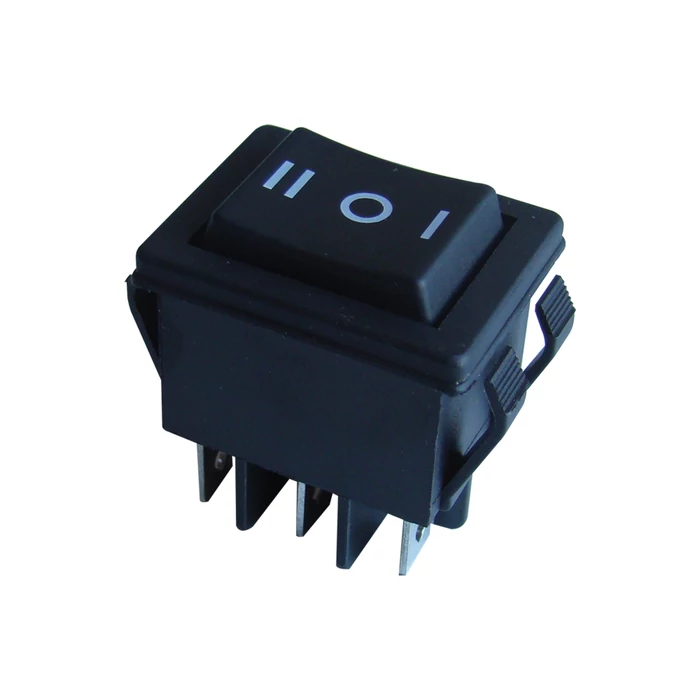 Tracon 3 állású billenő kapcsoló kétpólusú választókapcsoló (nyomó) BE-KI fekete 0-I-II felirat 6 érintkező 16A 250V TES-52-2