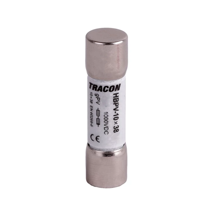 Tracon olvadó biztosíték porcelán hengeres CH-10 12A 10x38 mm gPV 1000V DC 10kA HBPV-10X38-12