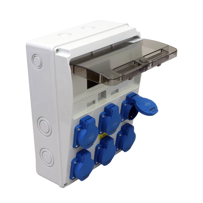 Tracon ipari csatlakozó doboz 11 modul 6x2P+F 16A IP44 TDB14-11M