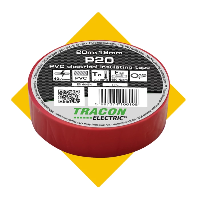 Tracon szigetelőszalag piros 20mx18mm P20