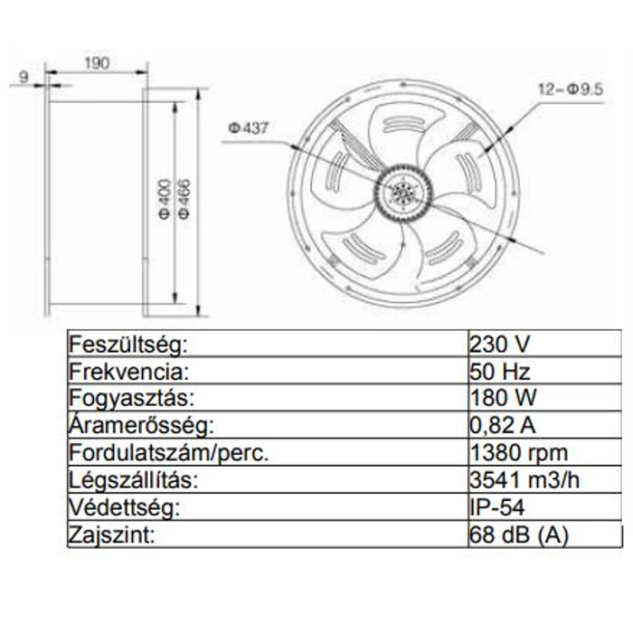 VK-400 Ipari elszívó csőventilátor 3541m3/h