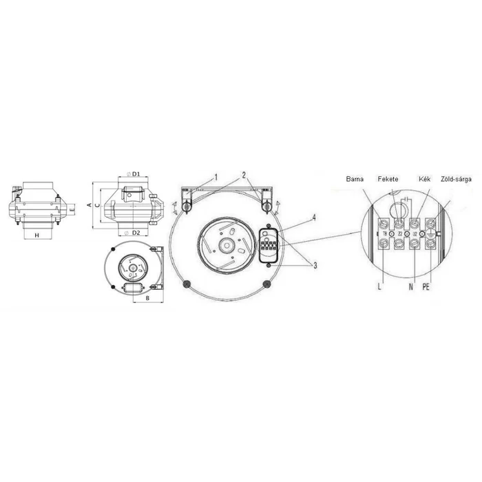 CF 150 műanyagházas ipari csőventilátor 830m3/h 2510rpm