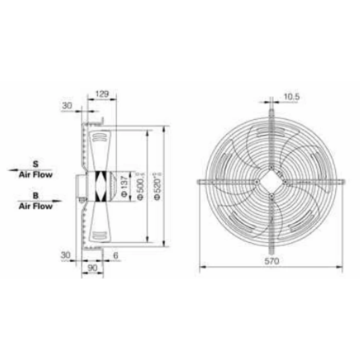 VG-500 Ipari elszívó ventilátor 6420m3/h